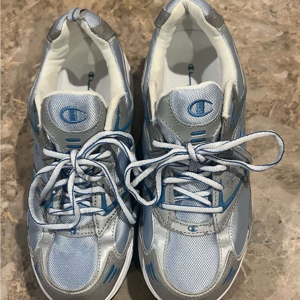 Champion Kids Silver & Light Blue Athletic Sneakers